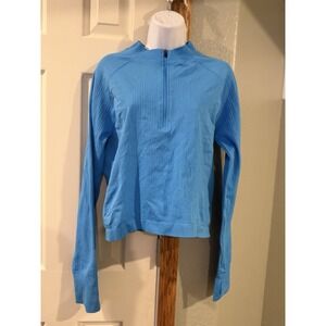 DSG Momentum Seamless 1/4 Zip Women's Aqua Blue Top Regular Size XXL Nylon NEW